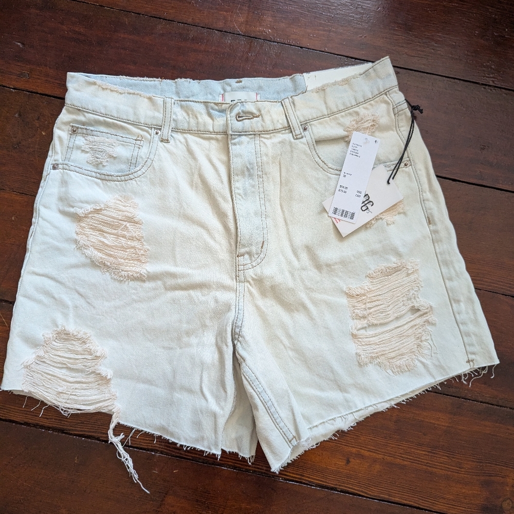 Urban Outfitters | BDG Dropped Waist Distressed Destroy Denim Short Light Blue